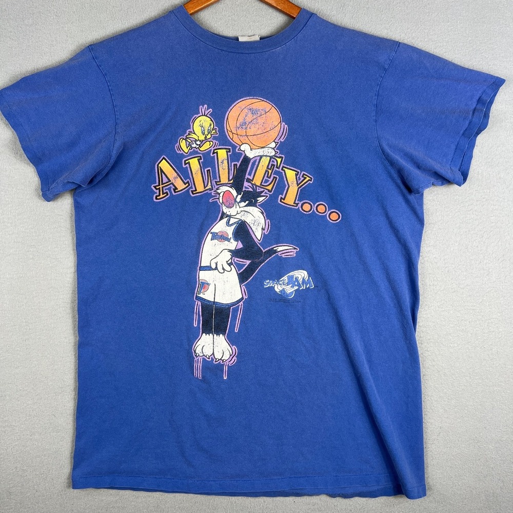 VTG Space Jam Sylvester T Shirt Fits XL 1996 Warner Bros Tweety Alley OOOP USA
